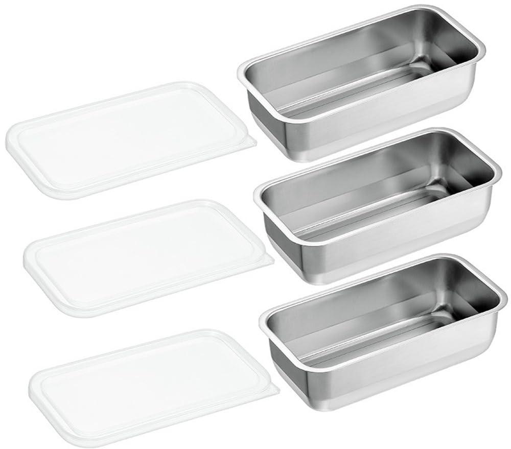 Yokoyama Yanagi-Juku Craftsmanship 1/3 Size Stainless Steel Tubs with Lids × 3 Each Convenient for Storage Hanging Holes Included YB-751