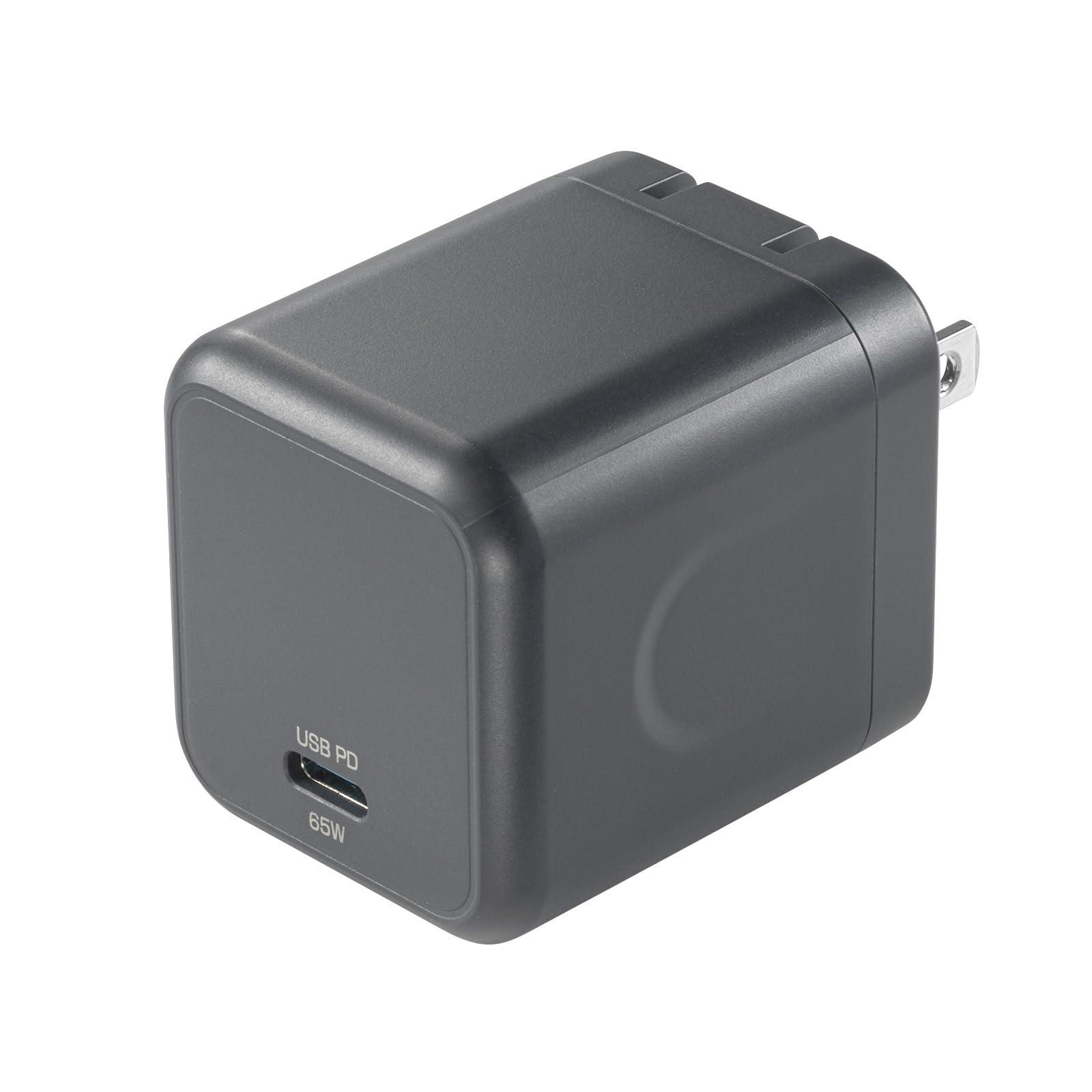 Sanwa Supply USB PD-Compatible Cube-Shaped AC Charger PD65W Black ACA-PD105BK