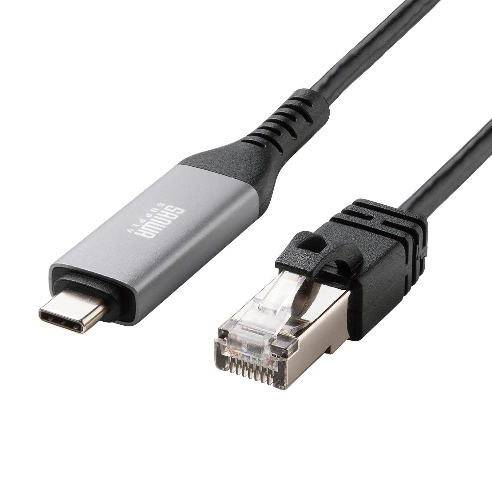 Sanwa Supply USB Type-C to LAN Conversion Cable Gigabit Compatible 1m Black KB-SL6CLAN01BK