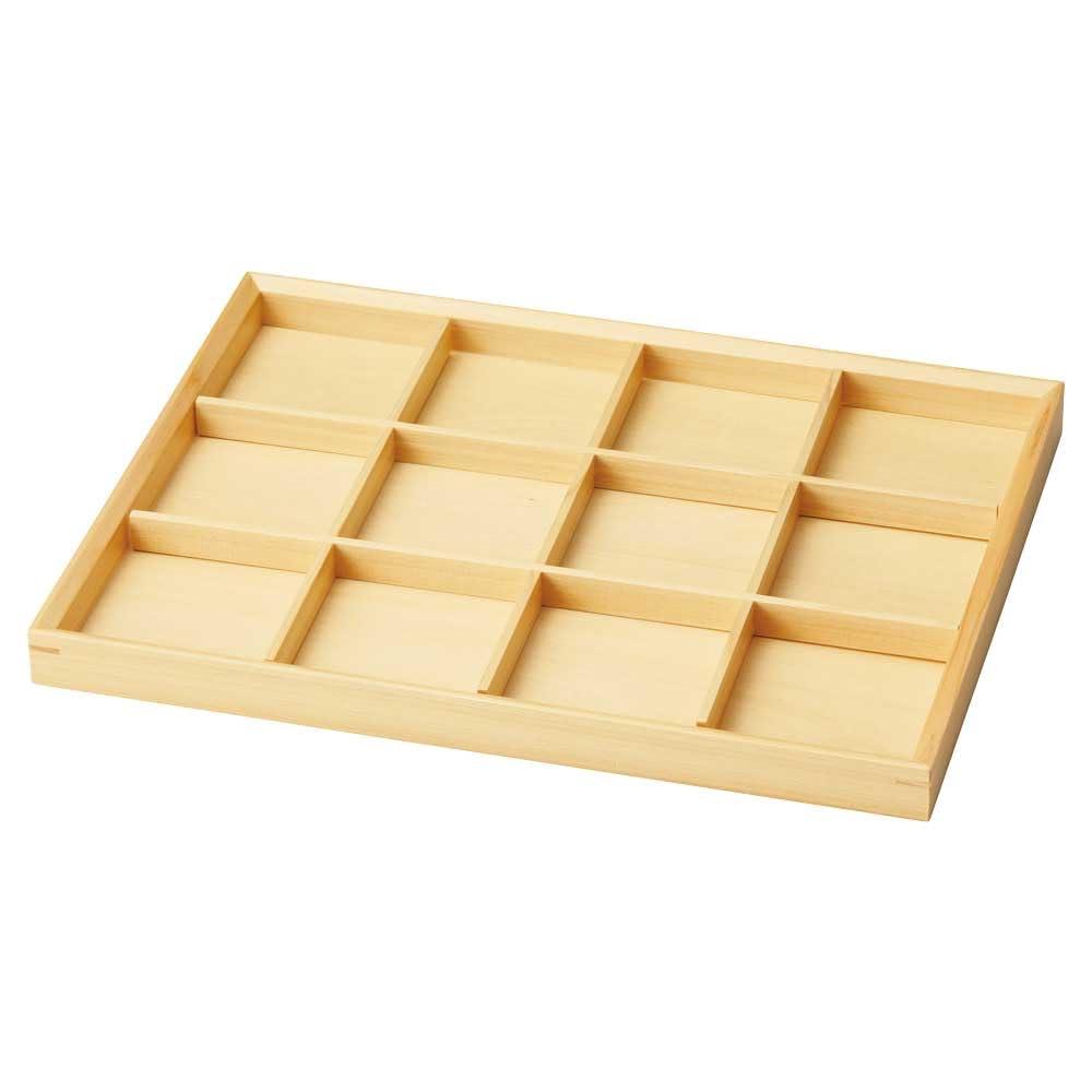 Yamaco Yumi Commercial Use Hinoki Wood Shallow Divided Food Box, 12 Compartments yamaco38680