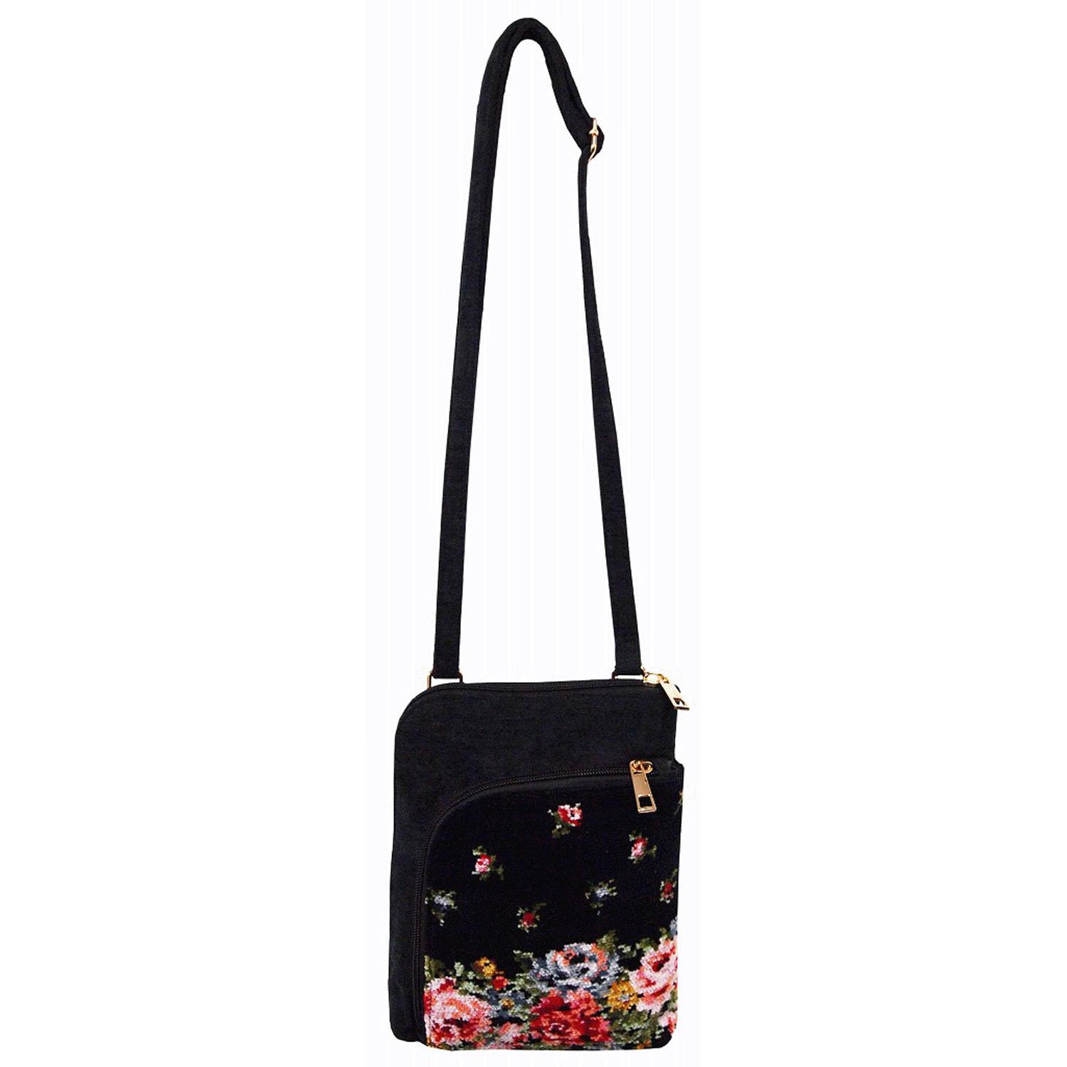 Vertical Shoulder Bag 92 Rose Garden 02 Black