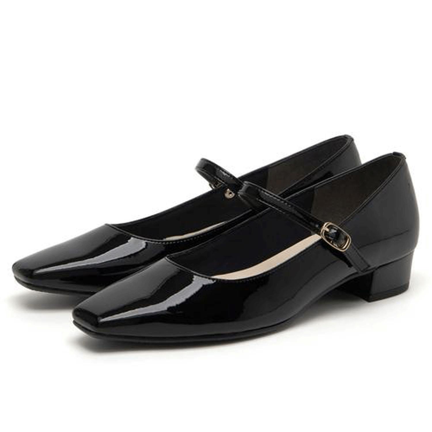 JELLY BEANS One-Strap Rain Pumps Black Enamel 24.5 cm