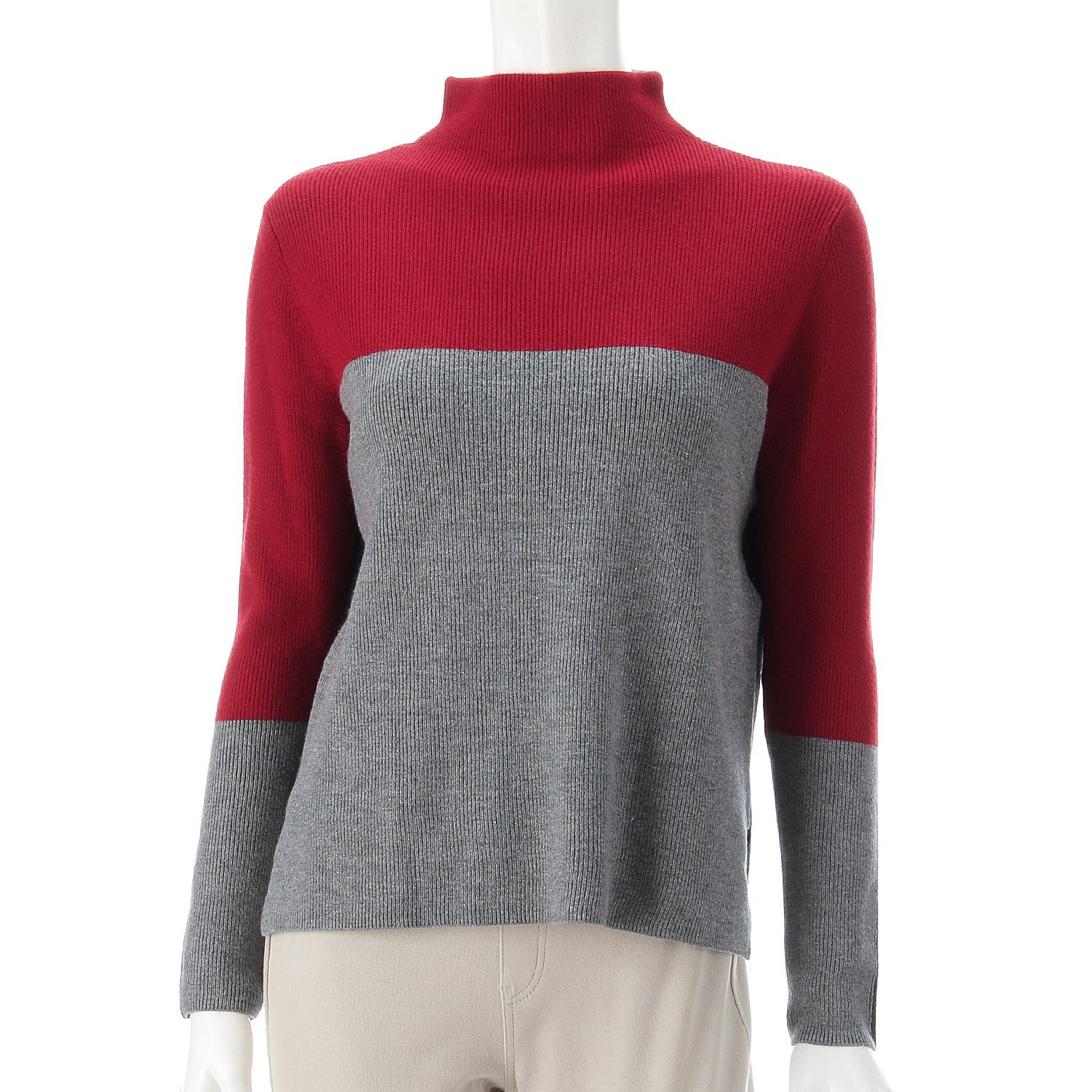 LAPIS ROUGE Three-Color 2-Way Sweater Red 11Gou