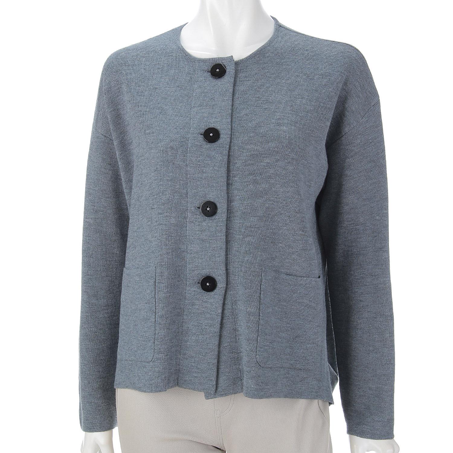 LAPIS ROUGE Reverse-Color Knit Jacket with Seamless Construction Gray Size 11