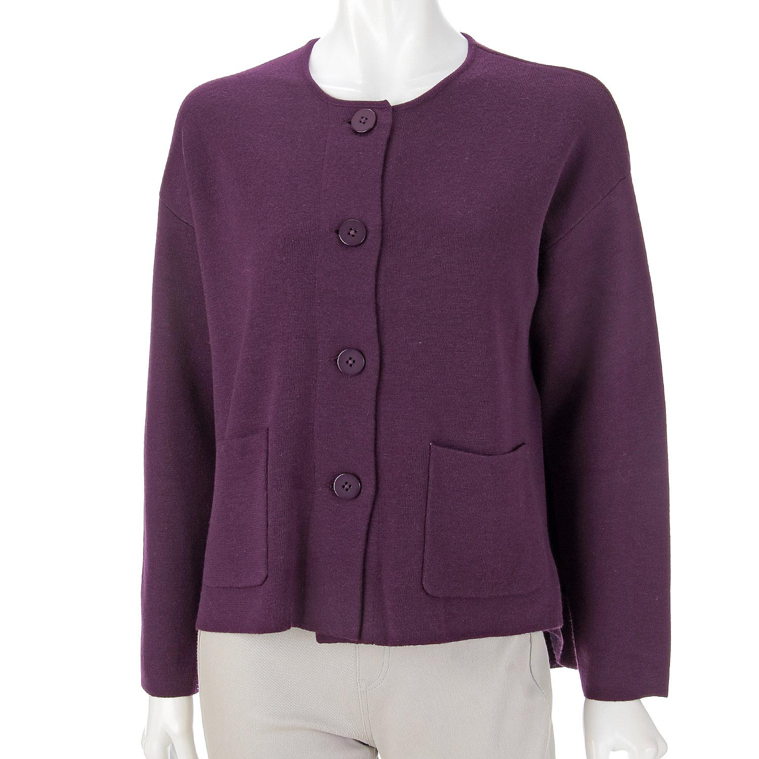 LAPIS ROUGE Reverse-Color Knit Jacket with Seamless Construction Bordeaux Size 11