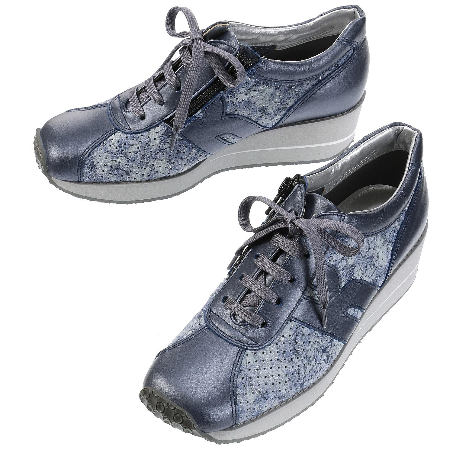 VITA NOVA Leather Sneakers 6967 Navy Print 24.5 cm