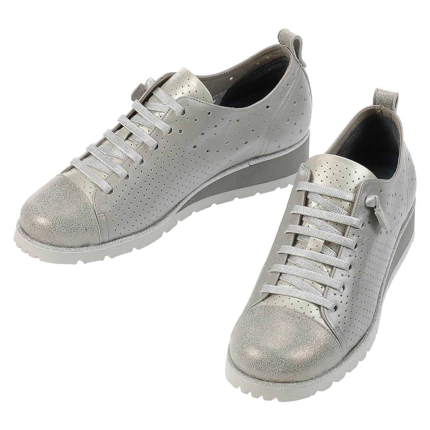 FIZZ REEN Leather Sneakers 2410 Silver 23.0 cm