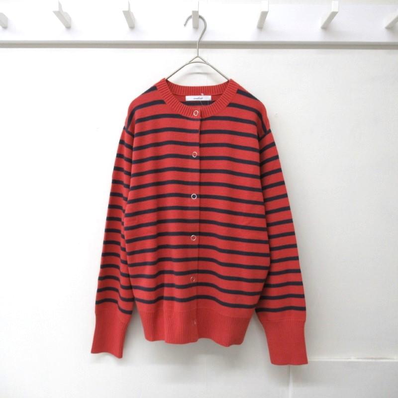 Amherst Dot Button Border Crew Neck Knit Cardigan /RED4