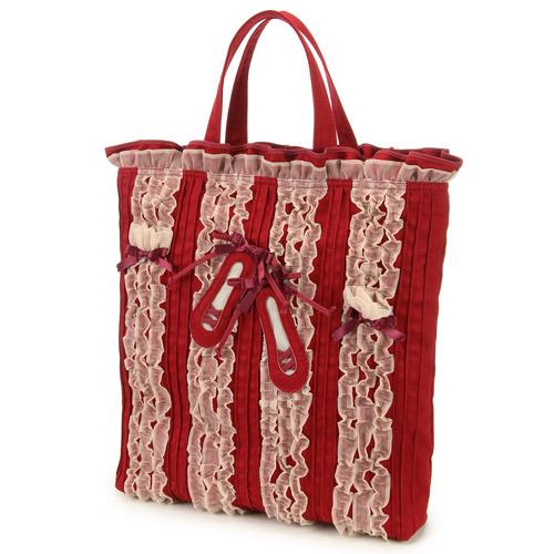 Frill Shoes Tote Bag Large Red