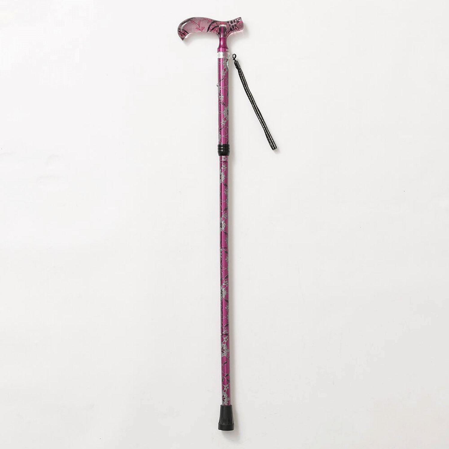 Elegant Walking Stick with Lace Floral Pattern, Foldable