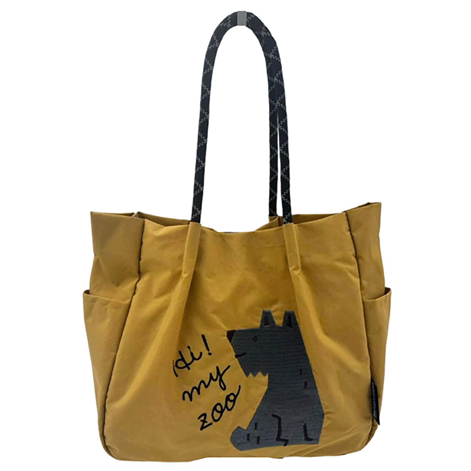 HI! MY ZOO Animal Embroidered Rope Handle Tote Bag - Dog & Mustard