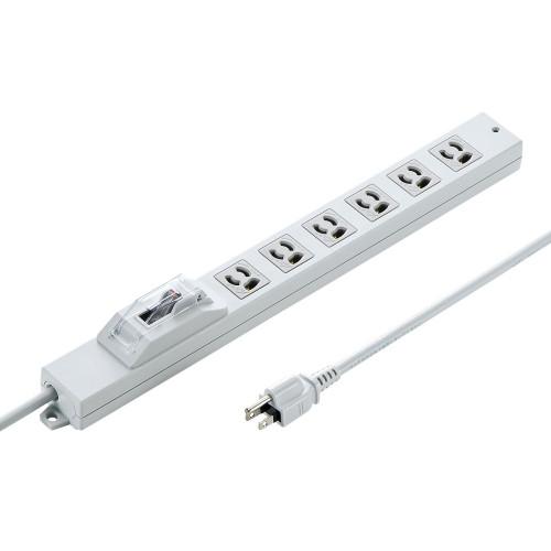 AC125V/15A x 3m Tap (6 outlets/3-pole/safety breaker) 429×44×30(61)(H)mm *( ) indicates breaker cover height.