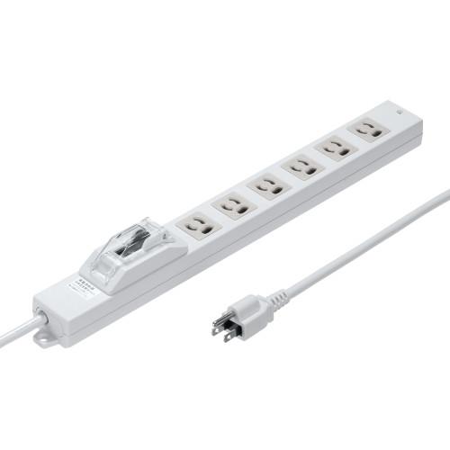 AC125V/15A x 3m Tap (6 outlets/3-pole/GFCI) 429×44×30(61)(H)mm *( ) indicates height of breaker cover section.