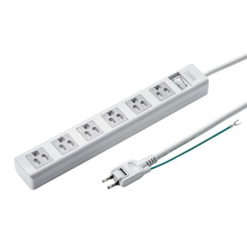 AC125V/15A x 5m Tap (6 outlets / 3-pin / 3-pin plug)