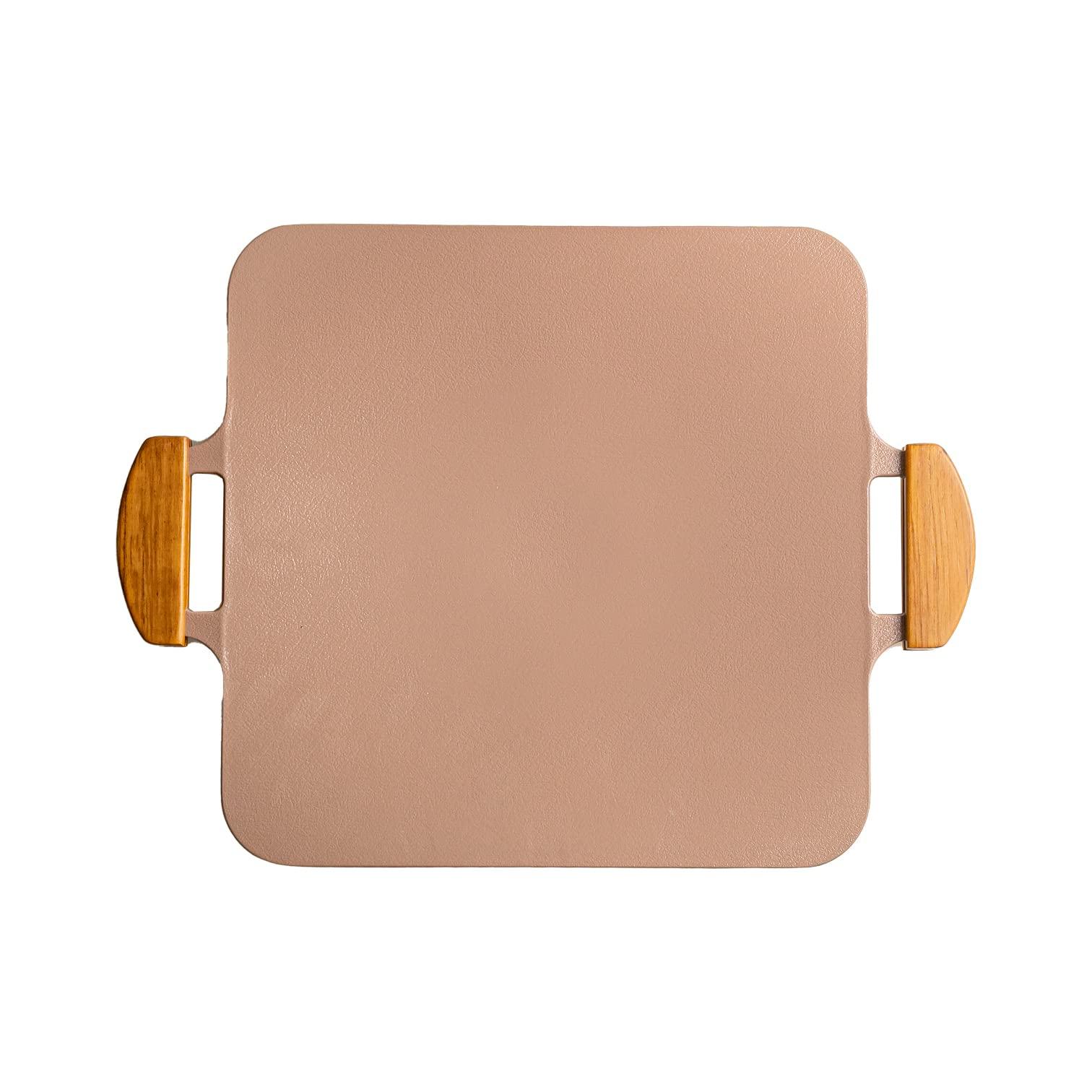 TTS Solid Grill Pan Use it for cooking and serve directly on the plate Generous size for families For home/outdoor use Pink CGP10200006