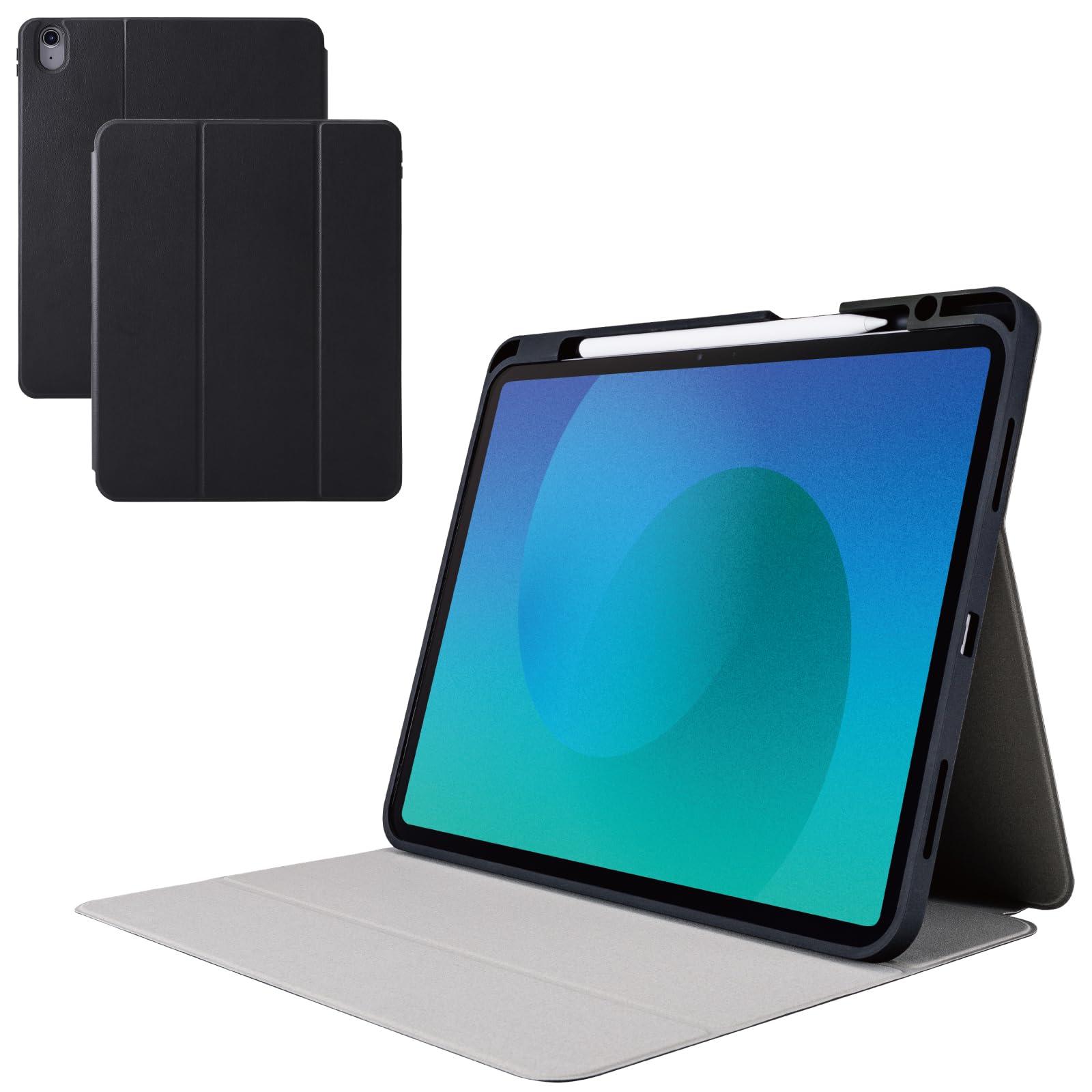 ELECOM 13-inch iPad Air (M3/M2) Flip Case Shock Absorption Pencil Storage Sleep Mode Compatible Black TB-A25XSABK
