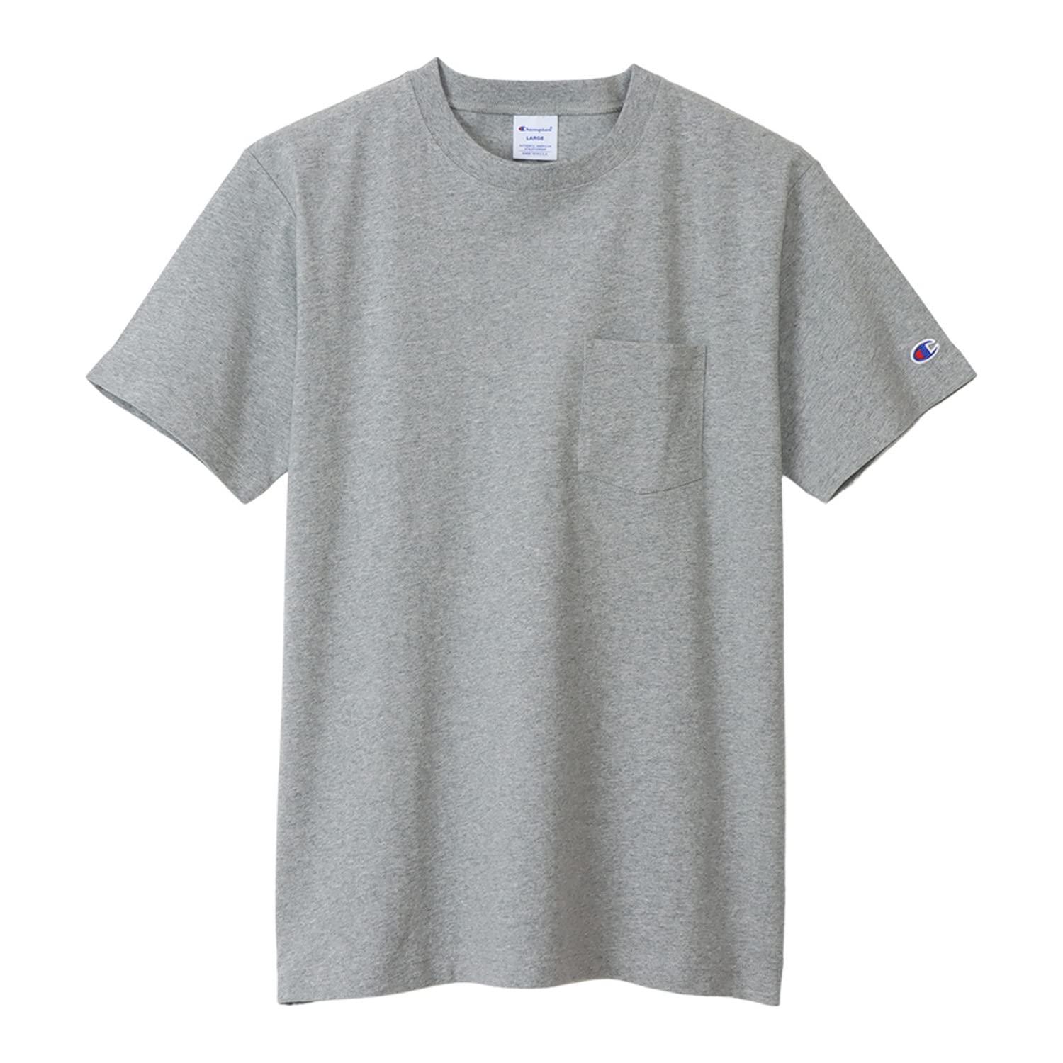 [Champion] Short Sleeve T-Shirt Crew Neck 100% Cotton COTTON USA Short Sleeve Pocket T-Shirt Basic C3-X357 Men's Oxford Grey XL