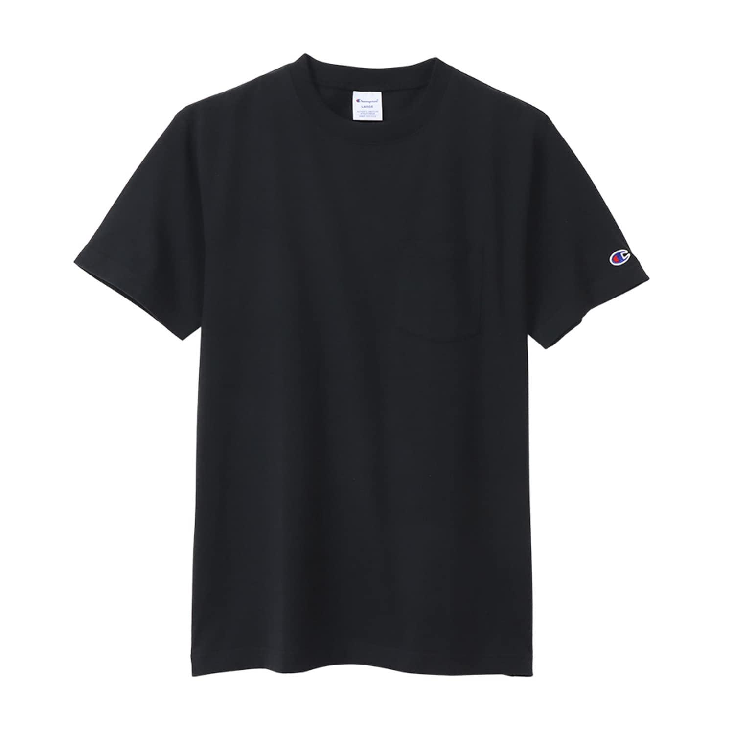 [Champion] Short Sleeve T-Shirt Crew Neck 100% Cotton COTTON USA Short Sleeve Pocket T-Shirt Basic C3-X357 Men's Black XL