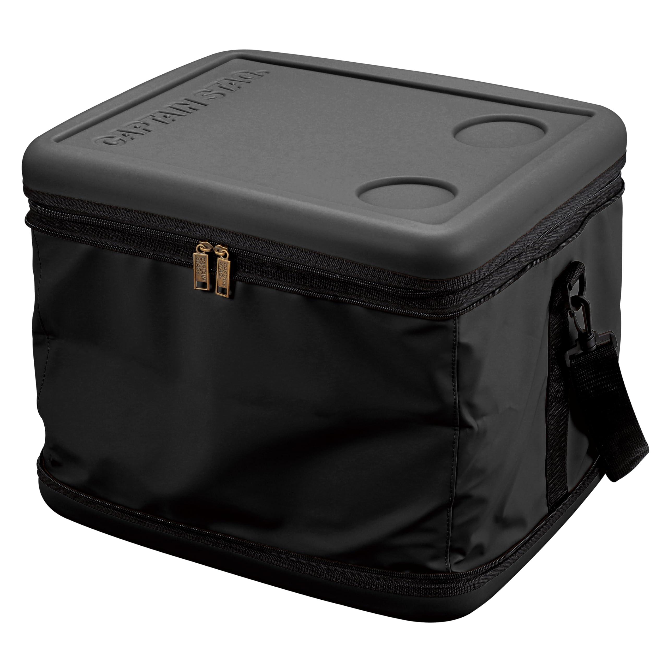 CAPTAIN STAG Insulated Cooler Bag Super Cold Cooler Bag 43L Capacity Foldable for Storage Matte Black UE-645