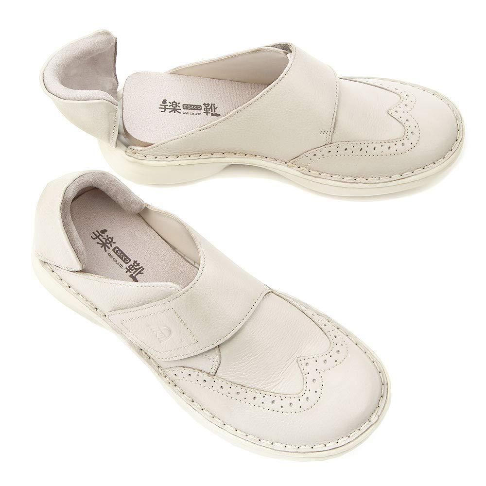Aiki Teraku Shoes Slip-on/off while standing Open heel design No shoehorn needed For seniors Women's size 23cm White AIKI70236
