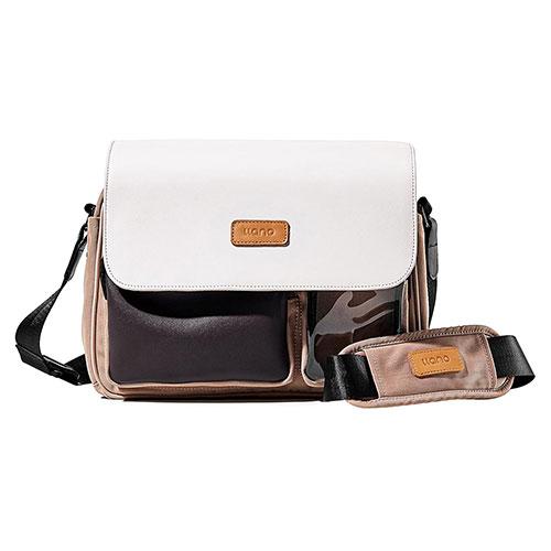 llano Camera Bag S6 Spacious 6L Capacity × 11 Multi-Functional Storage Pockets IPX4 Waterproof Magnetic Flip White × Beige B-S6