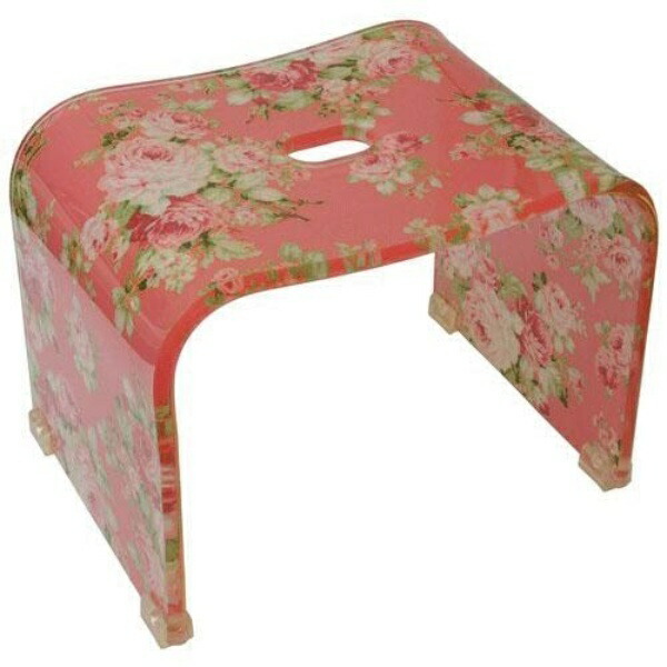 Royal Arden Bath Chair Acrylic Flower Pattern Rose Capri Rose Pink 34×24×25.5cm 58664
