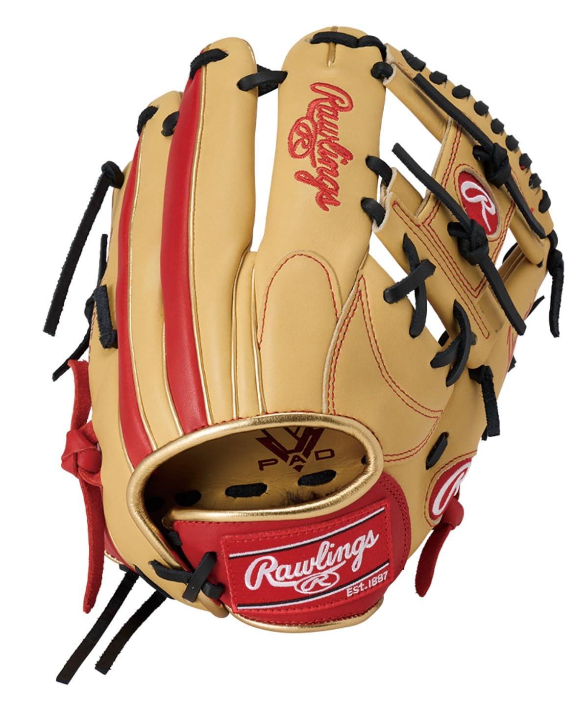 Rawlings Baseball Glove Junior JR. Kids HYPER TECH COLOR SYNC GJ5FHTCN6L All-Round Use Camel/Scarlet L Inch ※Right-Handed