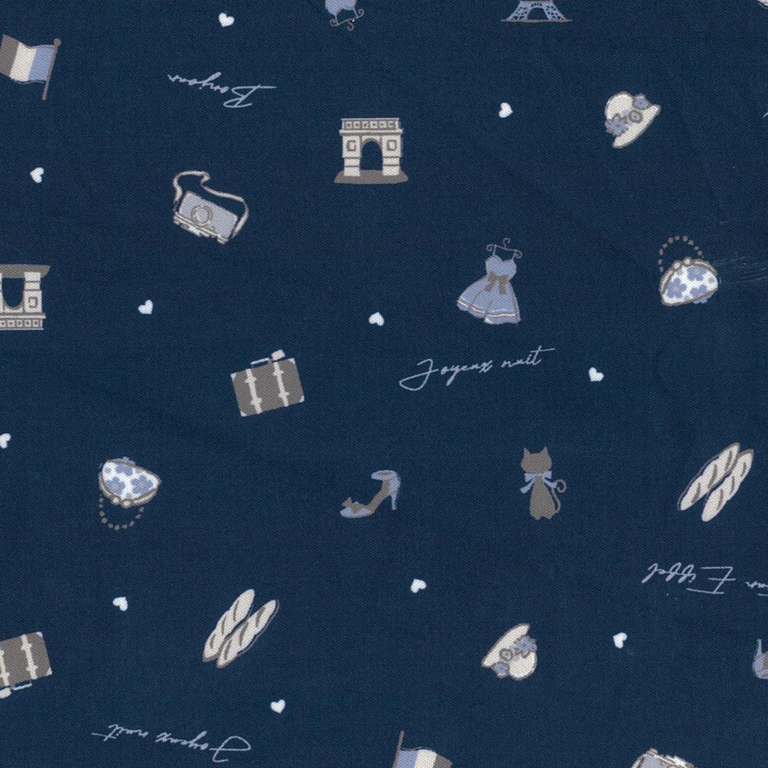 Joyeux Nuit Portable Pajamas T-Suit with Pouch Paris Closet Navy Blue L