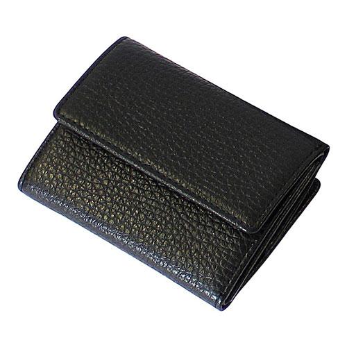 Gadget Link FRUH Italian Leather Tri-Fold Wallet Holds bills without folding A very convenient small wallet Black GL032