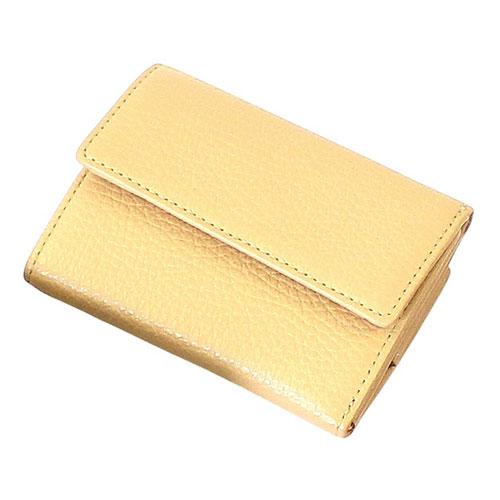 Gadget Link FRUH Italian Leather Tri-Fold Wallet Holds bills without folding A very convenient small wallet Beige GL032