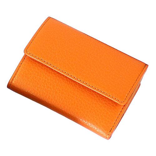 Gadget Link FRUH Italian Leather Tri-Fold Wallet Holds bills without folding A very convenient small wallet Orange GL032