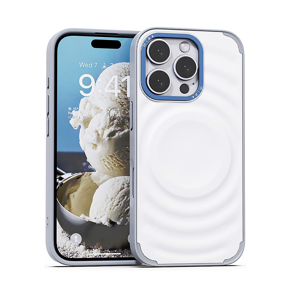 miak Miak SCOOP MagSafe-Compatible Case with 3D Ice Cream Motif Design for iPhone 16 Pro Milk Soda MA27605i16PR