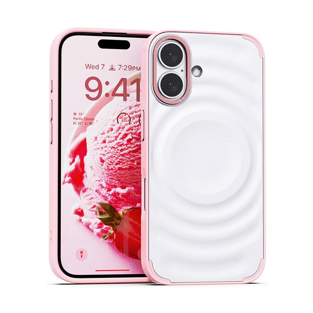 miak Miak SCOOP MagSafe-Compatible Case with 3D Ice Cream Motif Design for iPhone 16 Strawberry MA27608i16