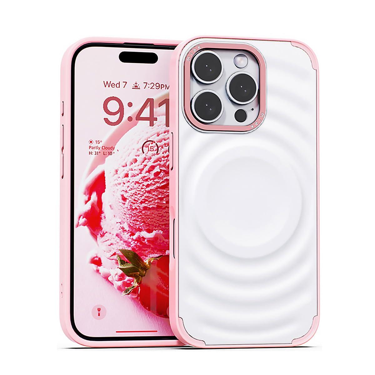 miak Miak SCOOP MagSafe-Compatible Case with 3D Ice Cream Motif Design for iPhone 16 Pro Strawberry MA27609i16PR