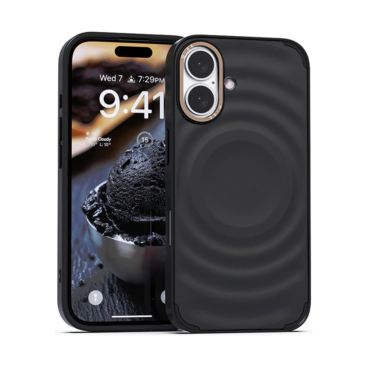 miak Miak SCOOP MagSafe-Compatible Case with 3D Ice Cream Motif Design for iPhone 16 Black Sorbet MA27612i16