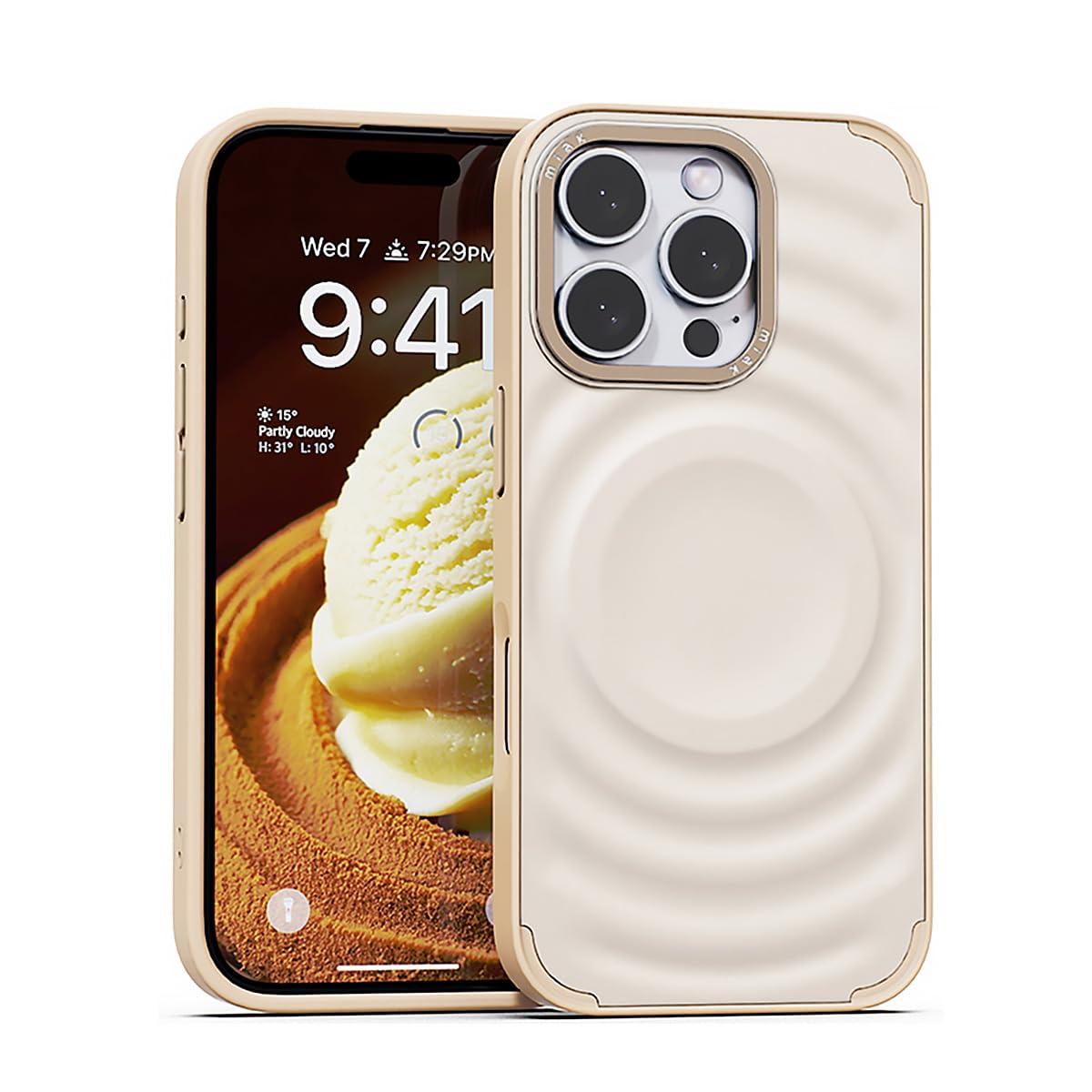 miak Miak SCOOP MagSafe-Compatible Case with 3D Ice Cream Motif Design for iPhone 16 Pro Vanilla Latte MA27625i16PR