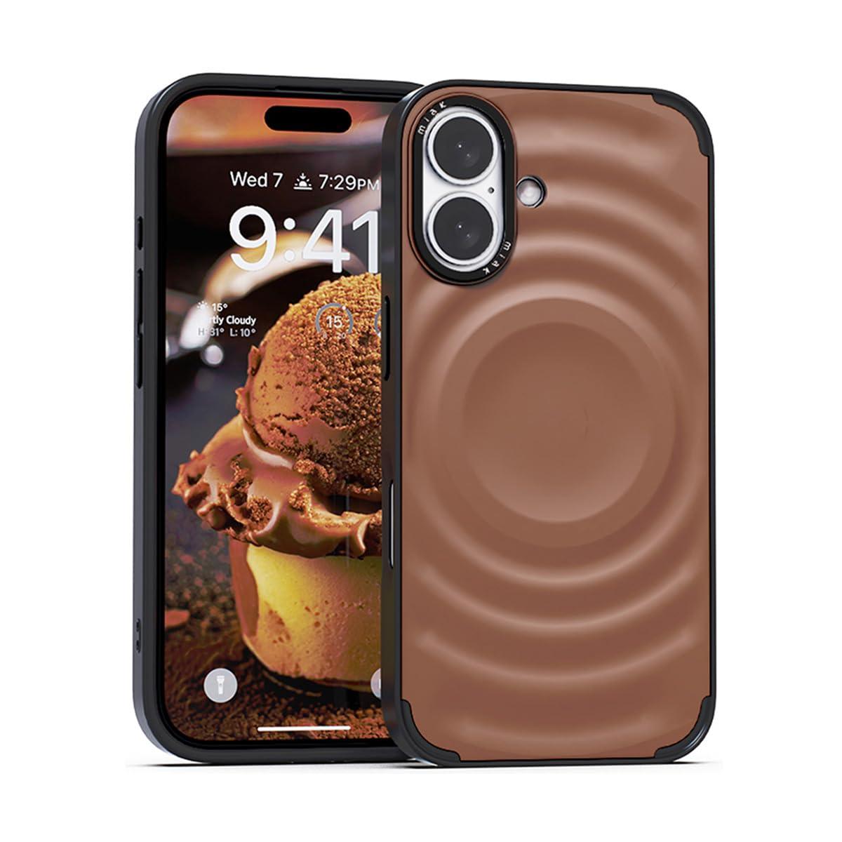 miak Miak SCOOP MagSafe-Compatible Case with 3D Ice Cream Motif Design for iPhone 16 Mocha Mousse MA27628i16
