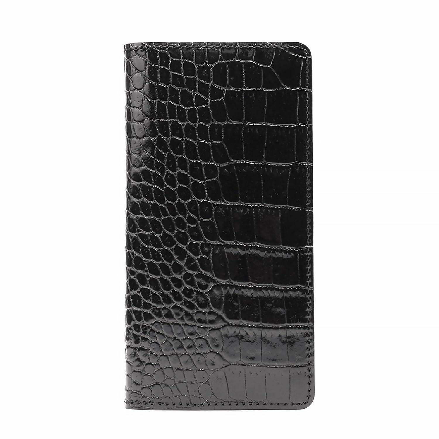 ABBI SIGNATURE iPhone Air Case Wallet Style Made in Japan Italian Genuine Leather LIPARI [MagSafe Compatible Crocodile Embossed Vegetable-Tanned Leather Handcrafted by Leather Artisans Wireless Charging Compatible] ABS27761i17A Black...