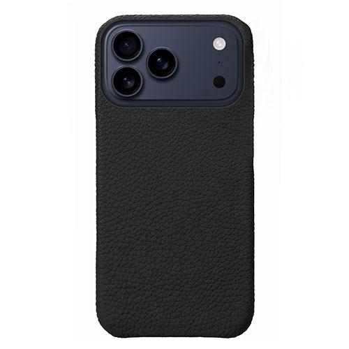 ABBI SIGNATURE Shrunken Calf Leather MagSafe-Compatible Back Cover for iPhone 17 Pro Max Black Blue ABS27835i17PM