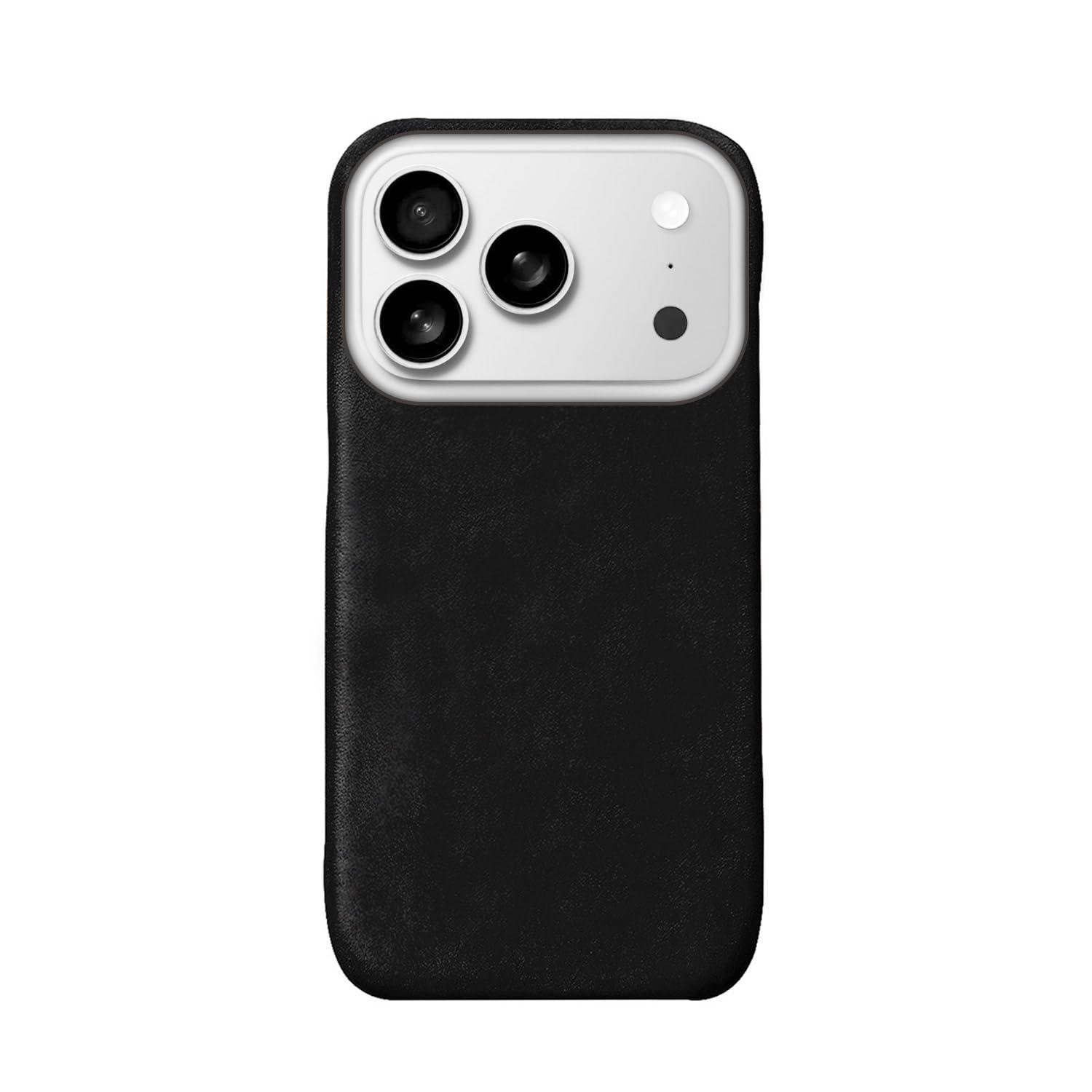 ABBI SIGNATURE LISCIO Italian Leather MagSafe-Compatible Back Cover for iPhone 17 Pro Black ABS27866i17PR