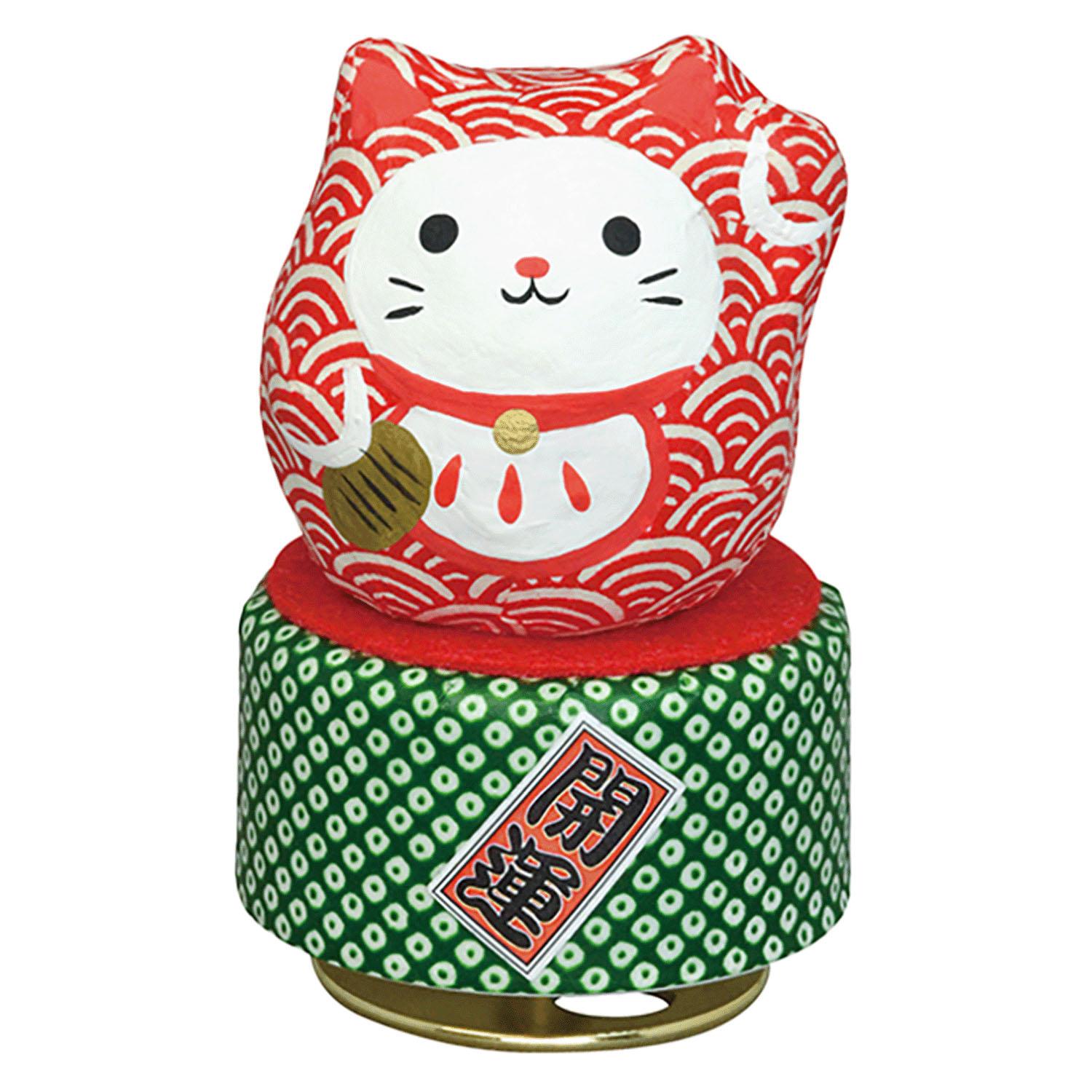 Lucky Daruma Cat Music Box