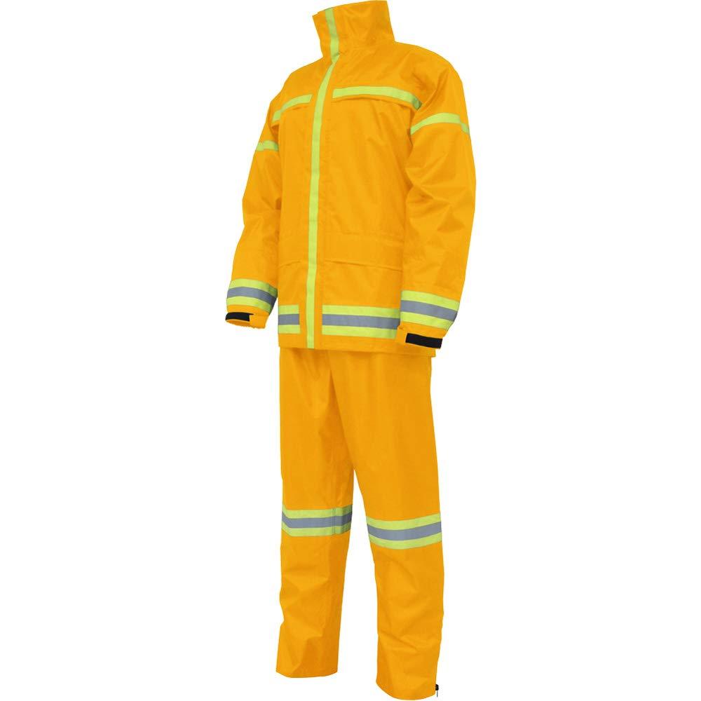 KOSHIN RUBBER Rain Suit Set (Top & Bottom) Orange M Waterproof with Reflective Tape Safety Gear SF-01 H0321AB