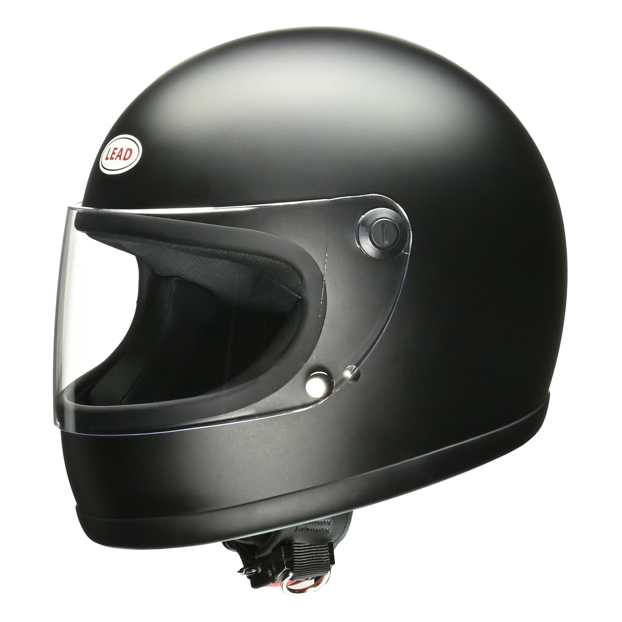 LEAD Motorcycle Full-Face Helmet RX-100RII Matte Metallic Black One Size Fits All (57-60cm) Removable Mesh Liner One-Touch Buckle Compatible with All Engine Displacements
