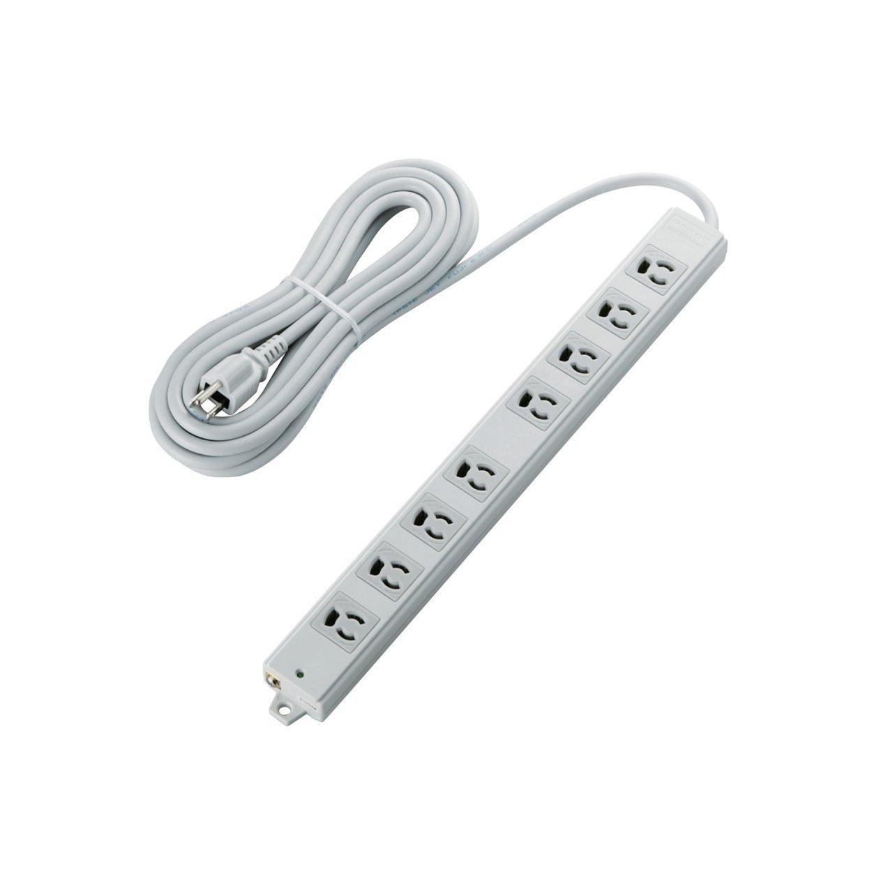 ELECOM Power Strip with Surge Protector, Locking Outlets, 8 Outlets, 3P Plug, Magnetic, 5m, Gray T-WRMK3850LG/RS