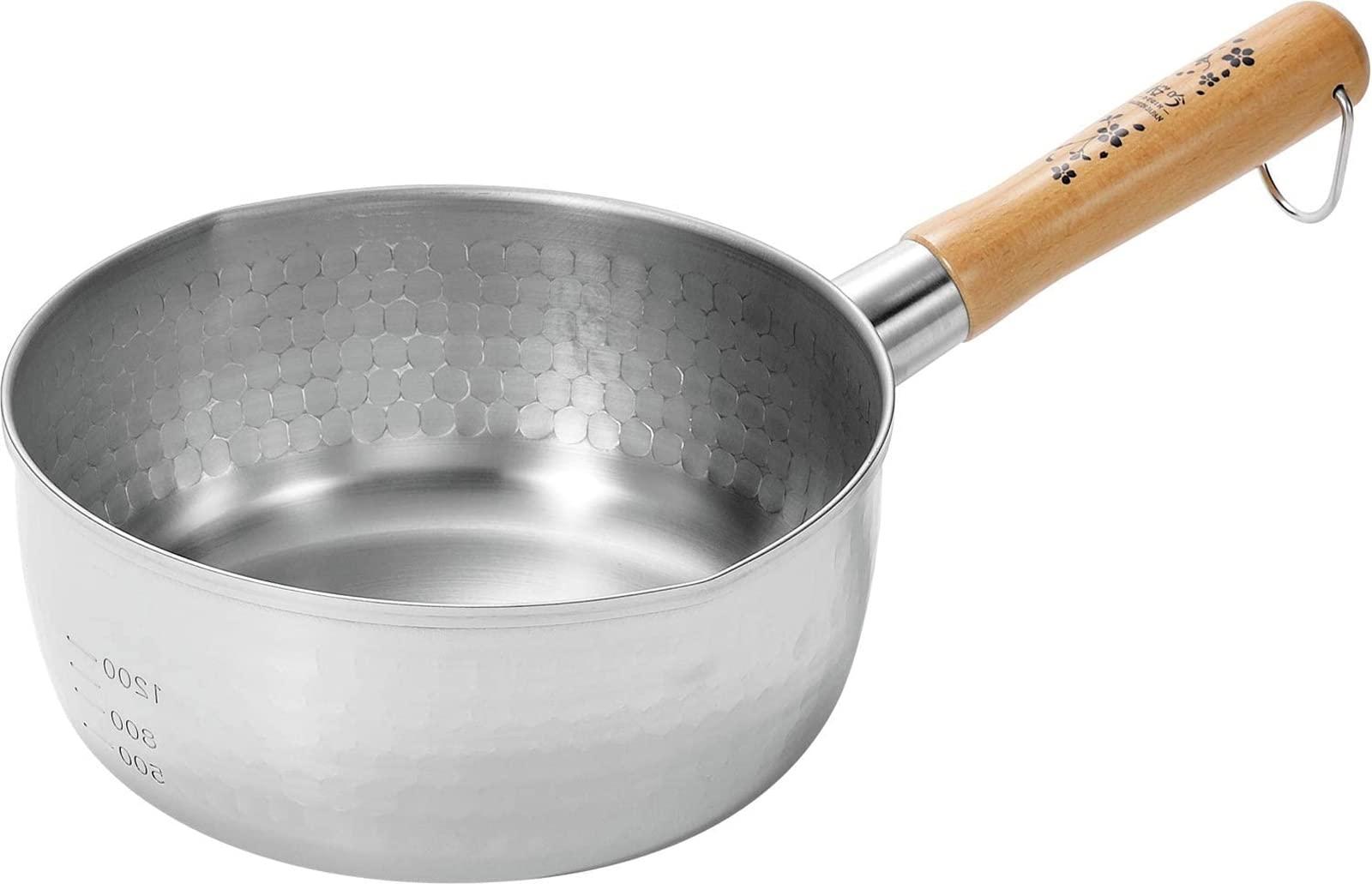 Yokoyama Tsubame Artisan Sakura Gin Stainless Yukihira Pot (Snow-Flat Pot) 20cm IH200V Induction Cooker Compatible OGS-400
