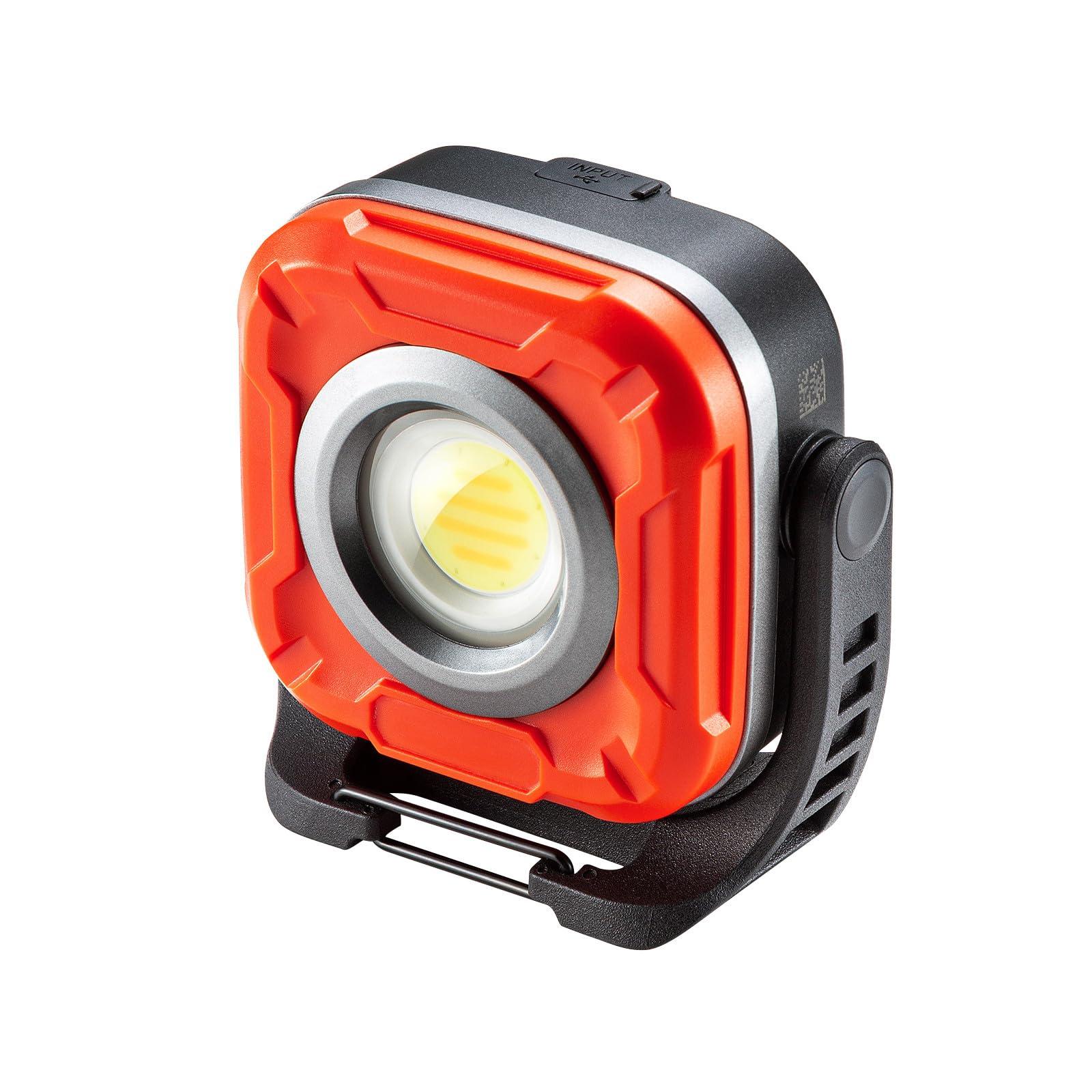 Sanwa Supply Rechargeable LED Work Light Stepless Dimming Angle Adjustment Waterproof IPX6 Multi-Purpose Mounting Black LED-WL2