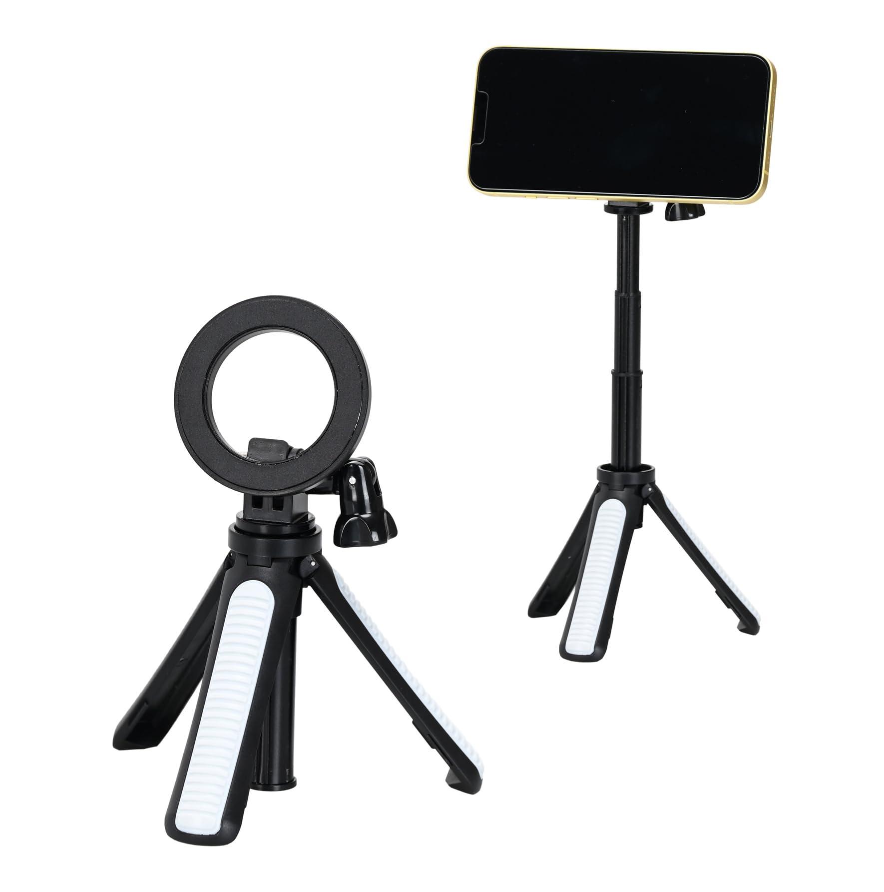 Etsumi Magsta MagSafe-Compatible Holder and Multi-Purpose Tabletop Tripod Set Tabletop Stand Black × White VE-2529