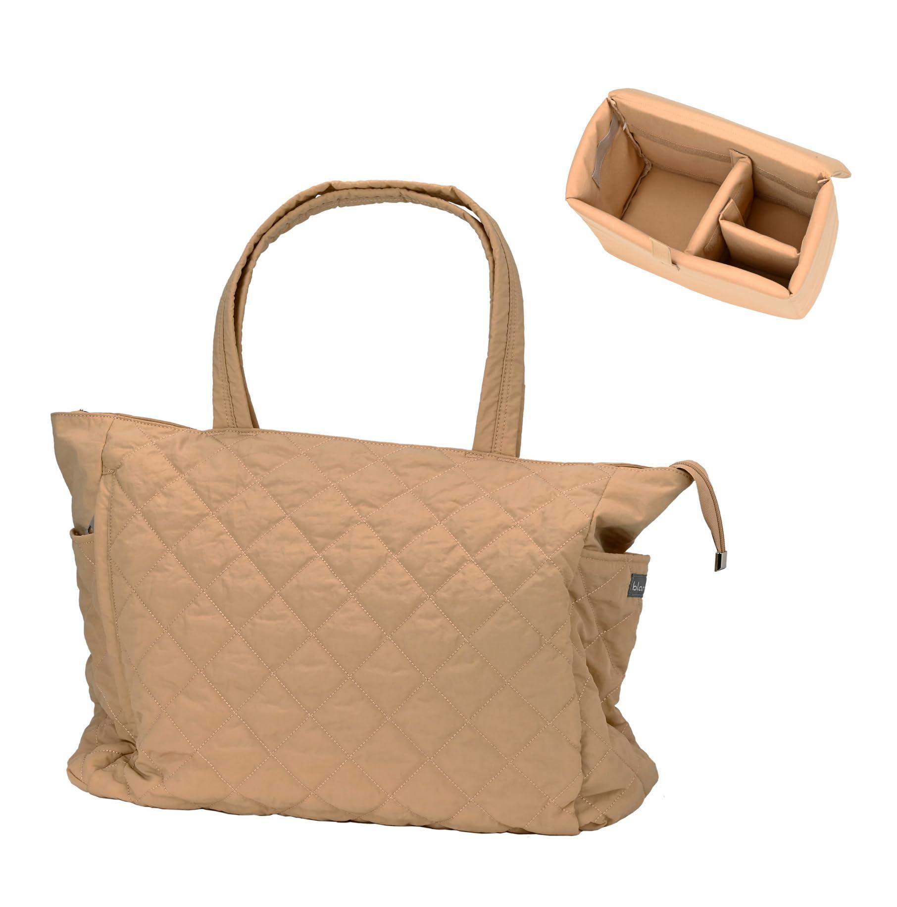 Etsumi blanc Camera Tote Bag Large Quilted Tote with a Natural Feel M Beige VE-3592