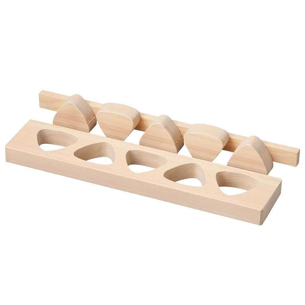 Yamaco Yumi Commercial Use Cypress Rice Ball Mold (Solid Mold with Presser) 5-Hole yamaco06304