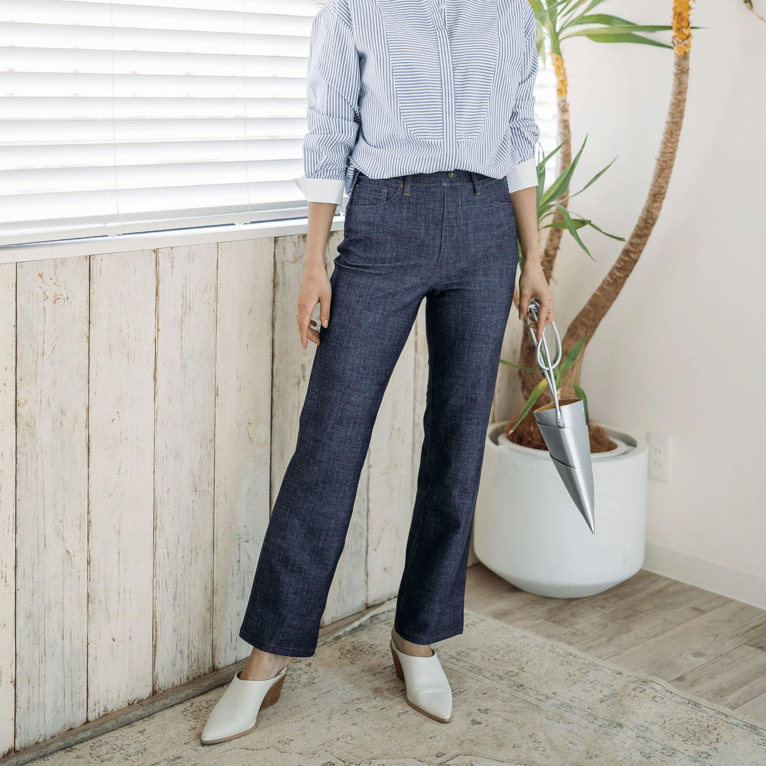 210 Bobson Denim High-Tension Straight Pants Indigo S